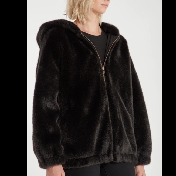 n: PHILANTHROPY Black Faux Fur‎ Full Zip Hooded Coat Jacket New Size Small - Picture 5 of 12